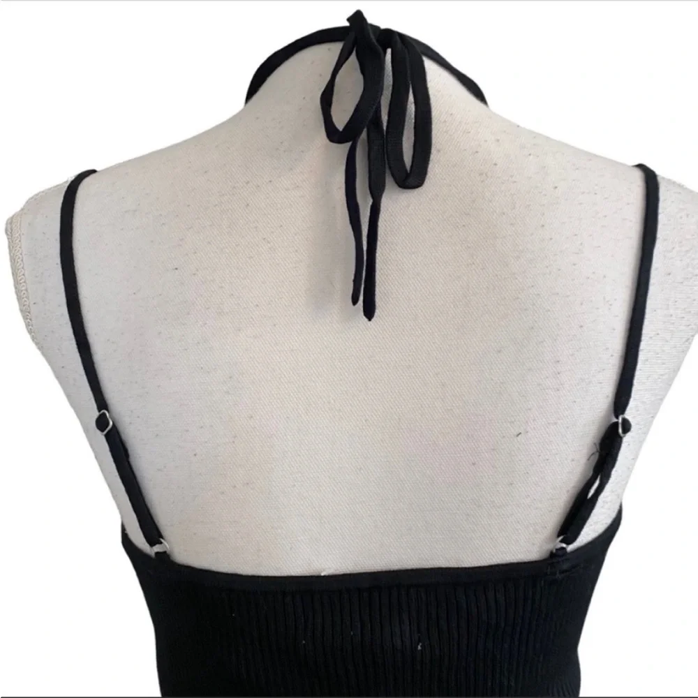 NEW Abercrombie & Fitch Strappy Halter Mini Sweater Dress SZ XL in Black - Picture 6 of 9